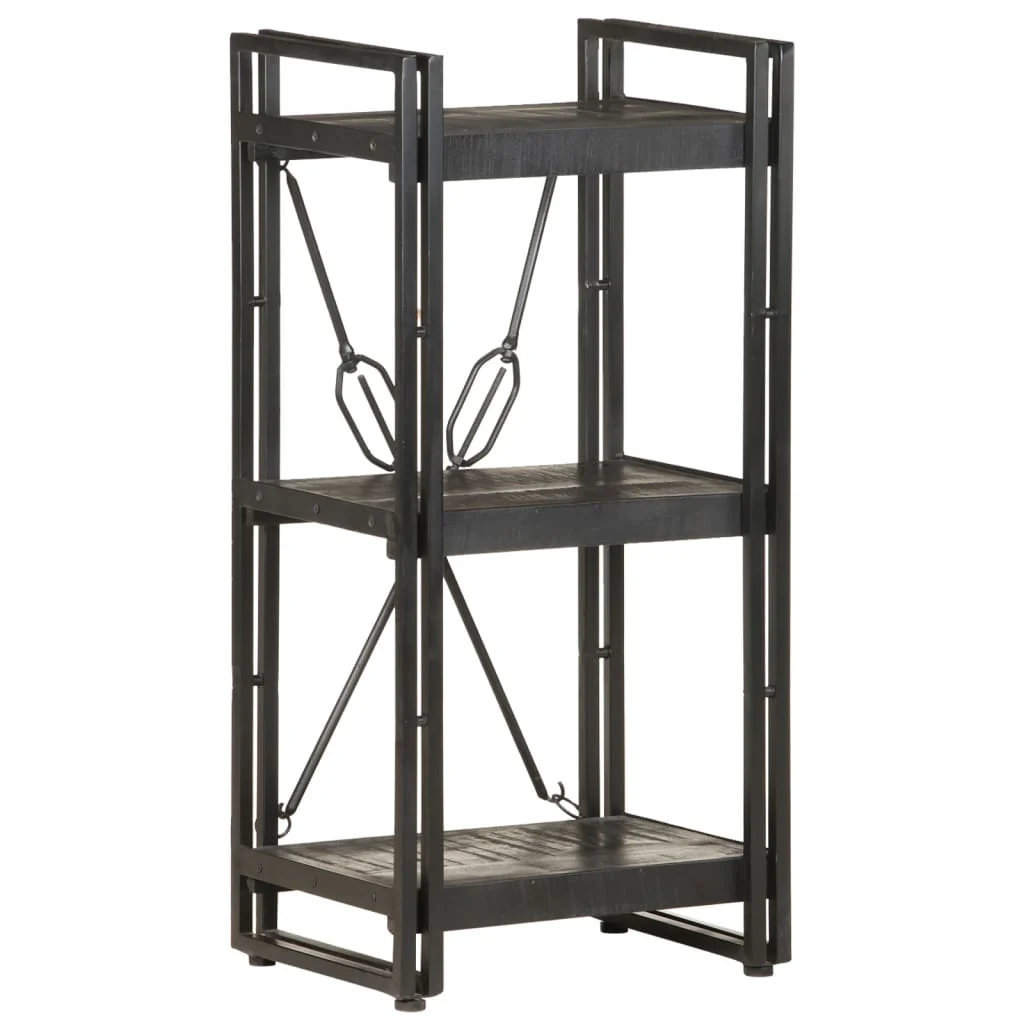 bogreol m. 3 hylder 40x30x80 cm massivt mangotræ sort - Image 6