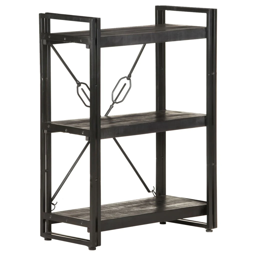 bogreol m. 3 hylder 60x30x80 cm massivt mangotræ sort - Image 7