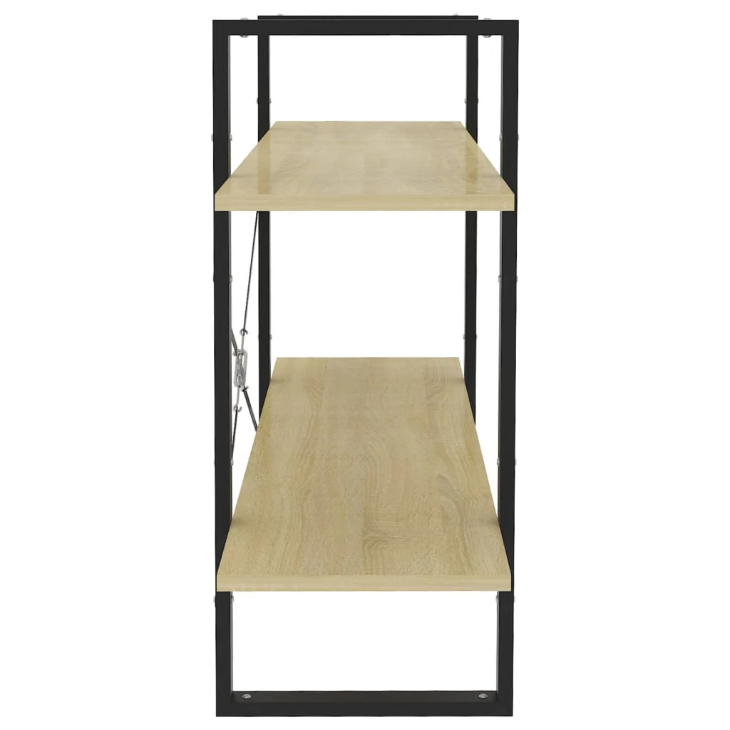 bogreol med 2 hylder 100x30x70 cm konstrueret træ sonoma-eg - Image 6
