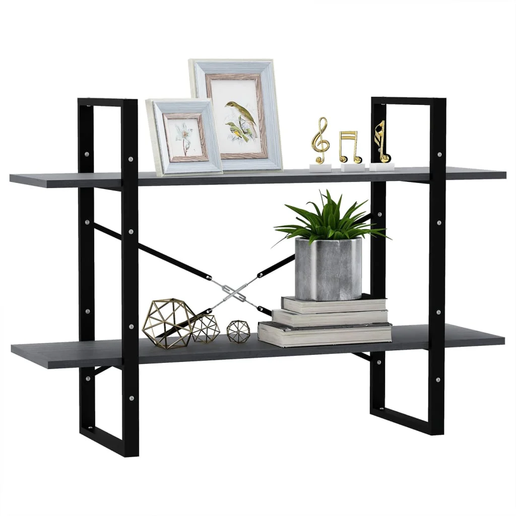 bogreol med 2 hylder 100x30x70 cm massivt fyrretræ grå - Image 4