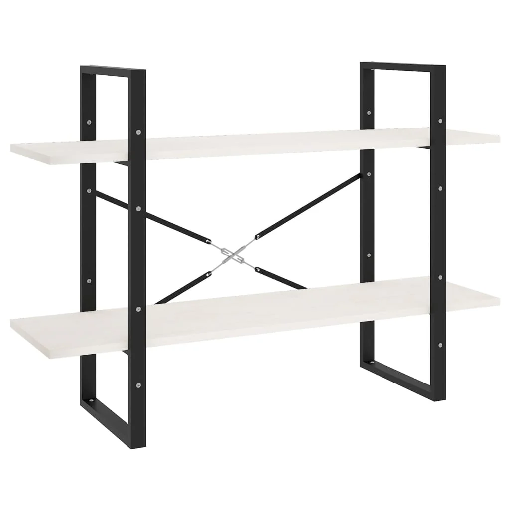 bogreol med 2 hylder 100x30x70 cm massivt fyrretræ hvid - Image 2