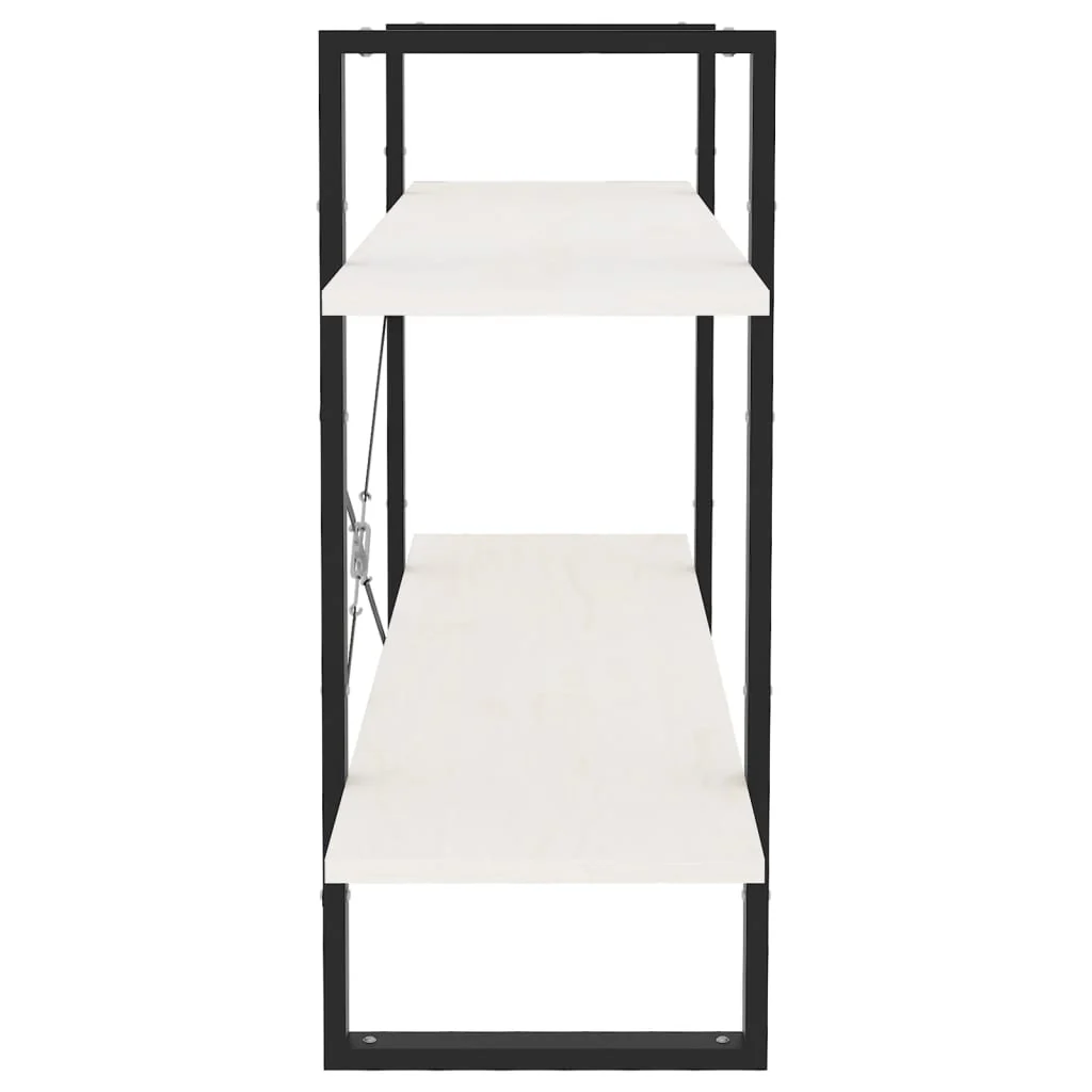 bogreol med 2 hylder 100x30x70 cm massivt fyrretræ hvid - Image 6