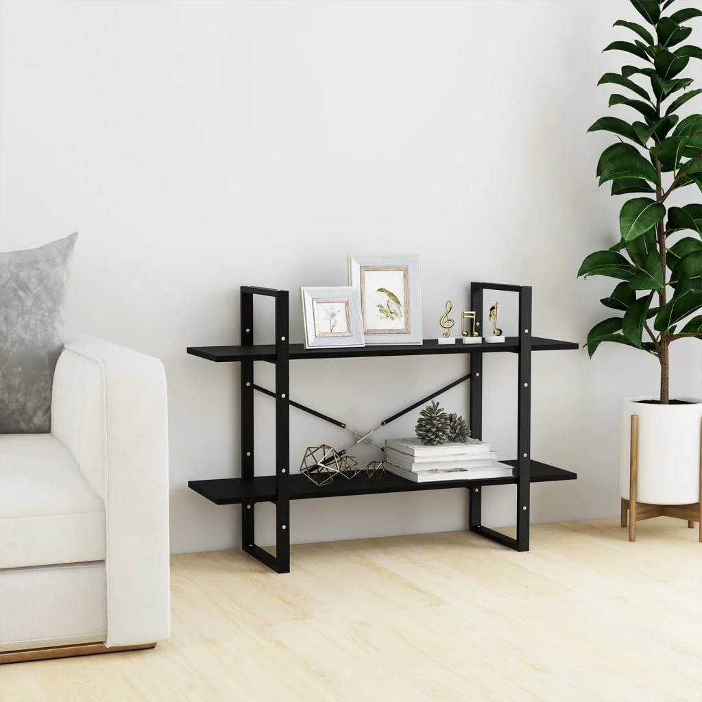 bogreol med 2 hylder 100x30x70 cm massivt fyrretræ sort