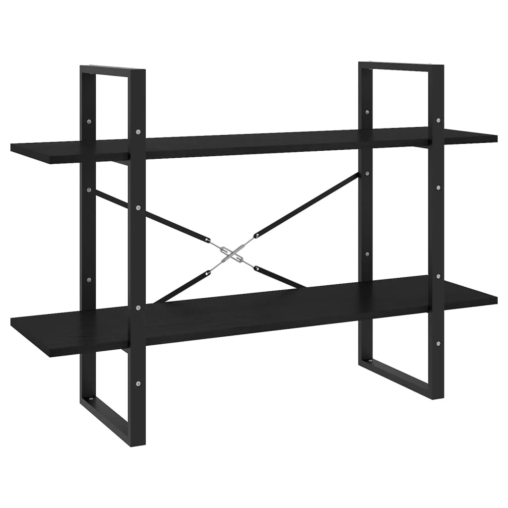 bogreol med 2 hylder 100x30x70 cm massivt fyrretræ sort - Image 2