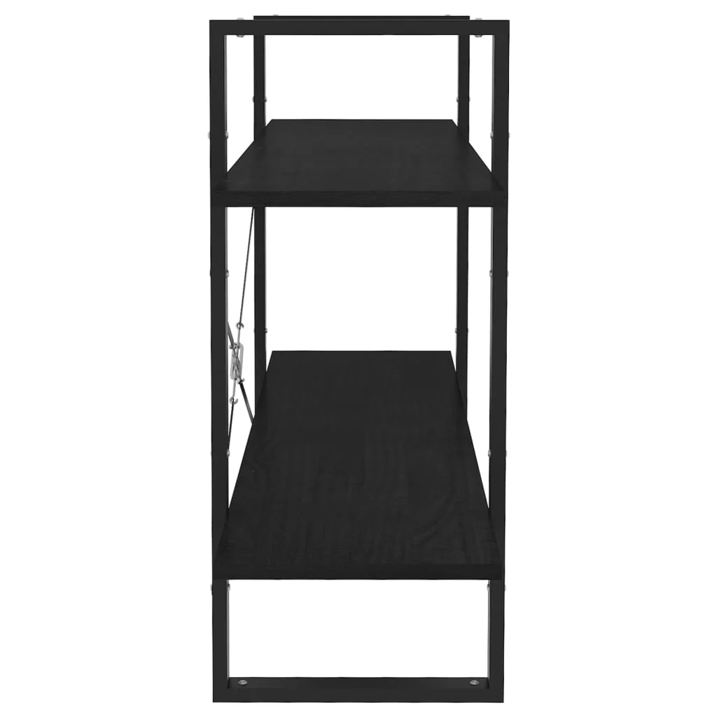 bogreol med 2 hylder 100x30x70 cm massivt fyrretræ sort - Image 6