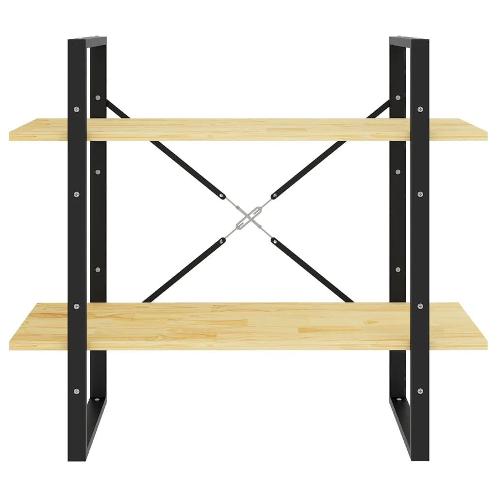 bogreol med 2 hylder 80x30x70 cm massivt fyrretræ - Image 5