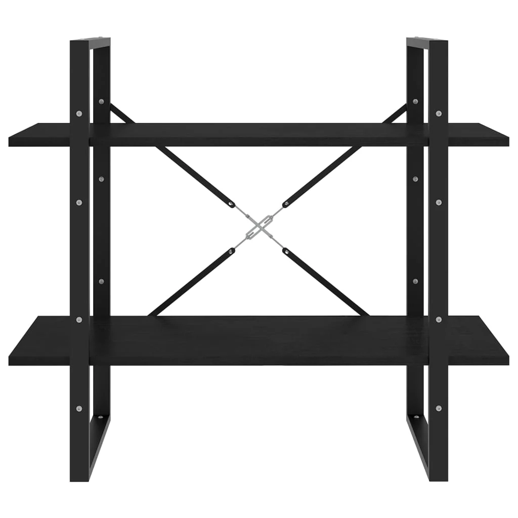 bogreol med 2 hylder 80x30x70 cm massivt fyrretræ sort - Image 5