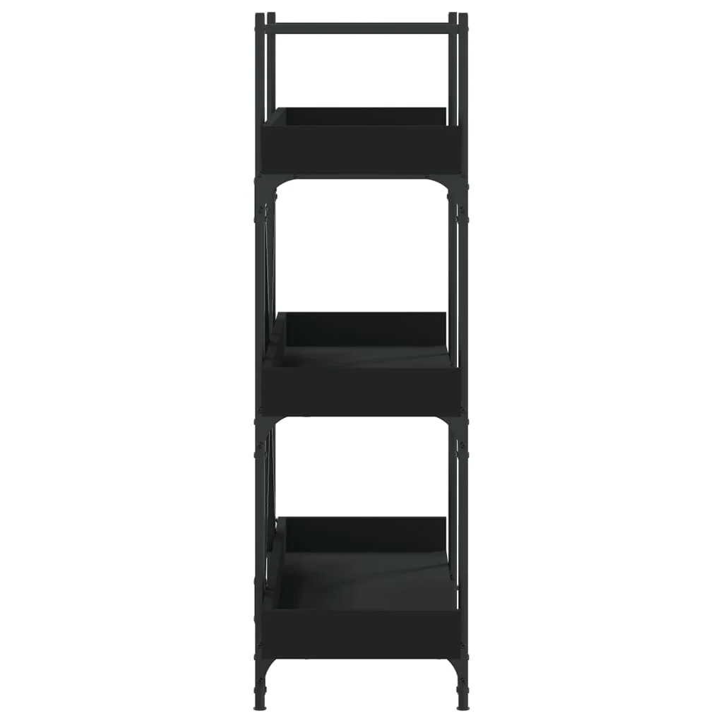 bogreol med 3 hylder 100x33x108,5 cm konstrueret træ sort - Image 5
