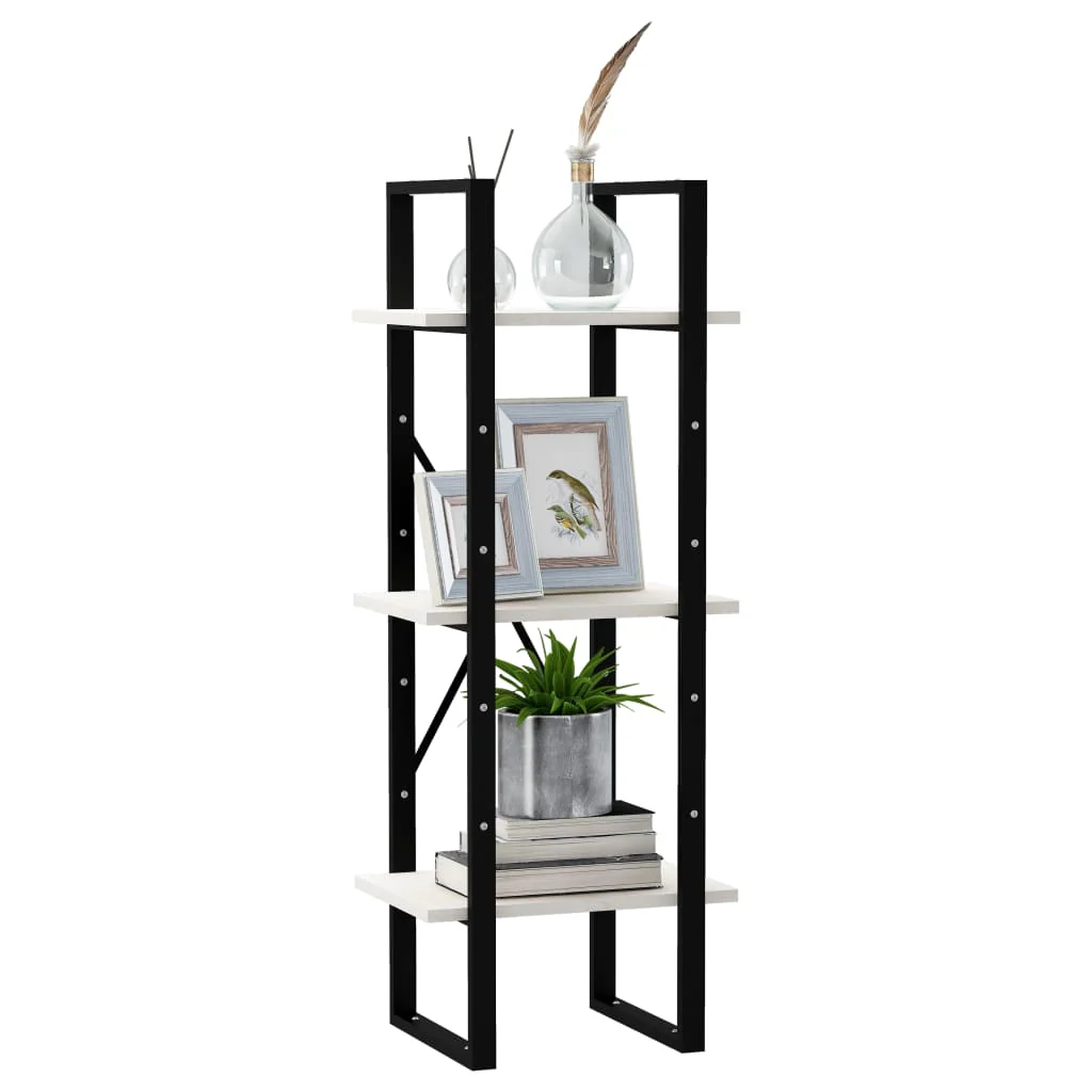 bogreol med 3 hylder 40x30x105 cm massivt fyrretræ hvid - Image 3
