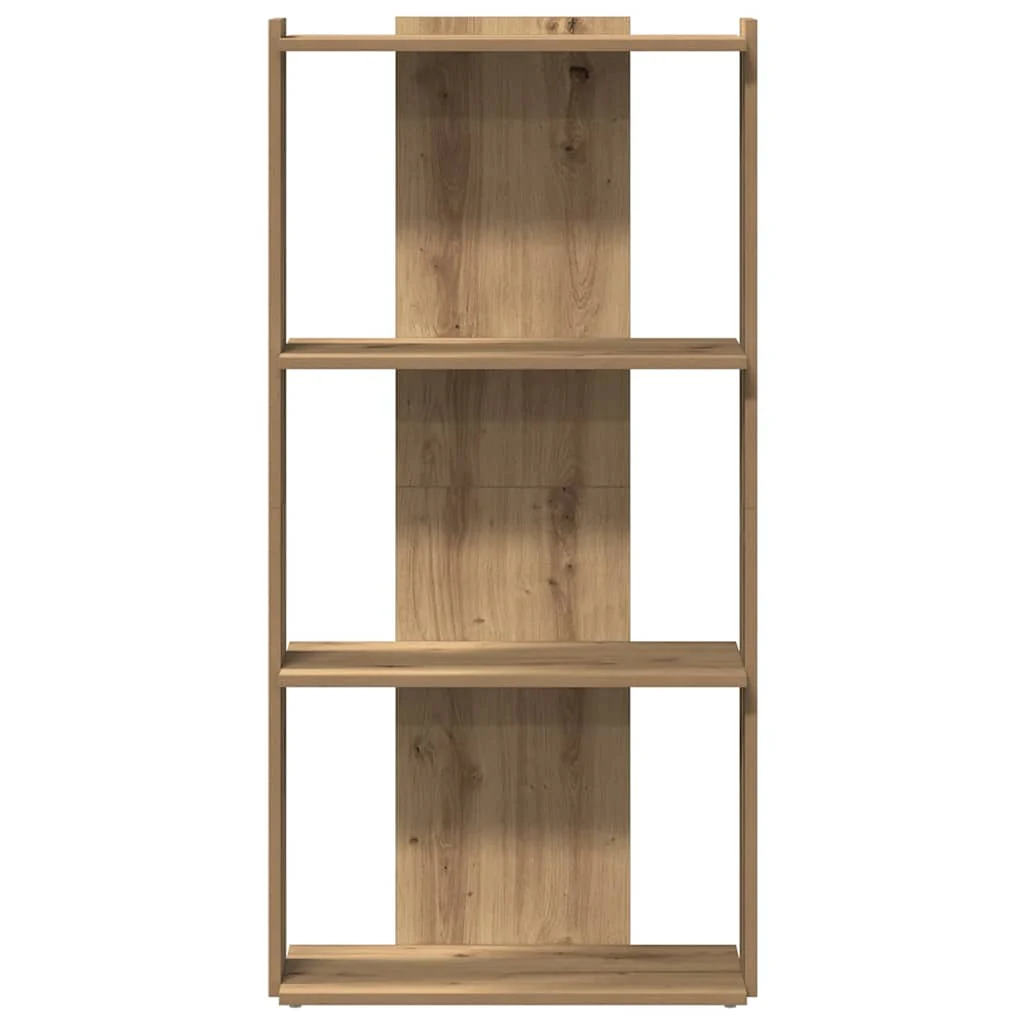 bogreol med 3 hylder 60x30x120 cm konstrueret træ egetræsfarvet - Image 4