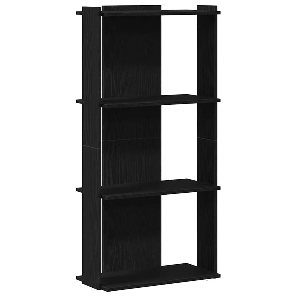 bogreol med 3 hylder 60x30x120 cm konstrueret træ sort - Image 2
