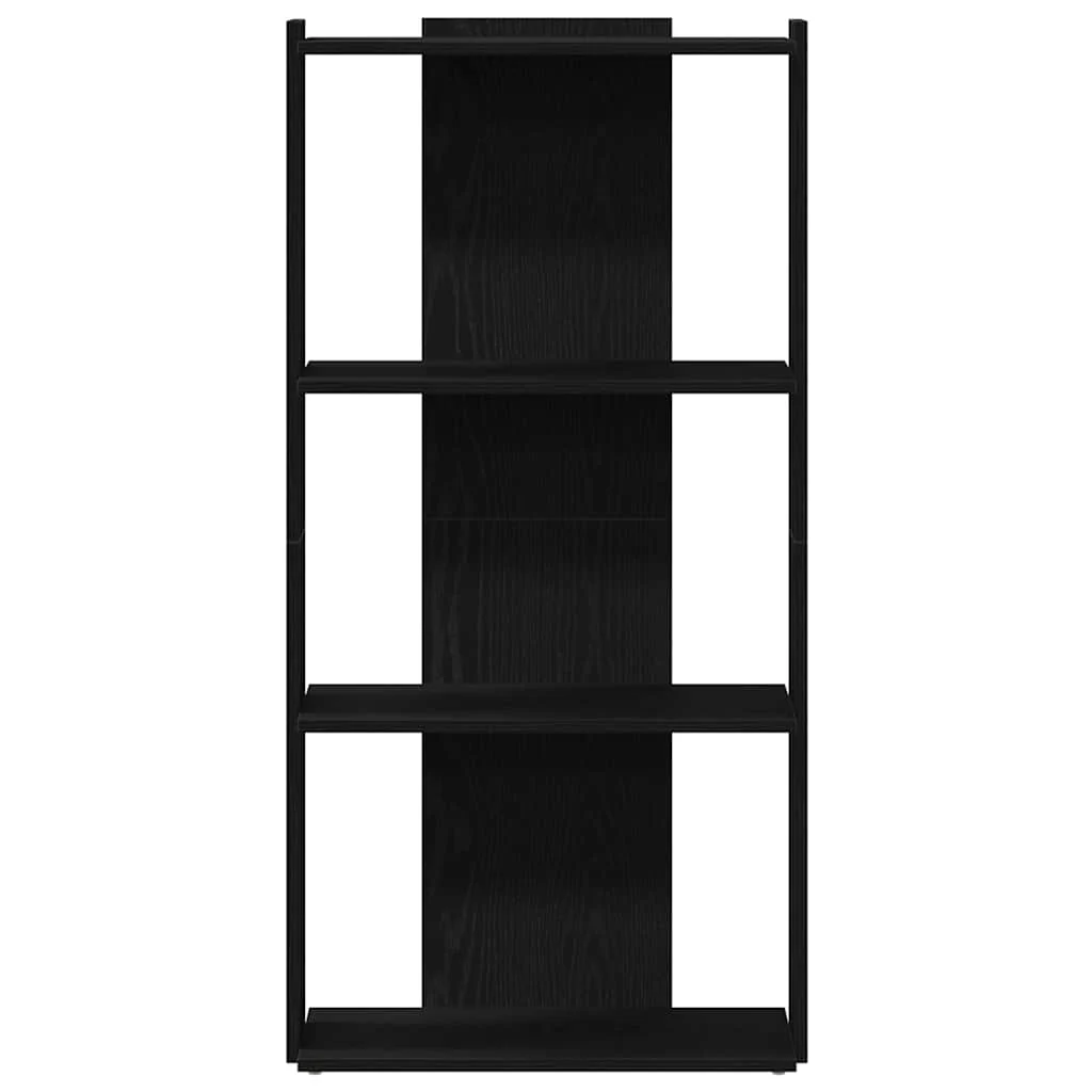 bogreol med 3 hylder 60x30x120 cm konstrueret træ sort - Image 4