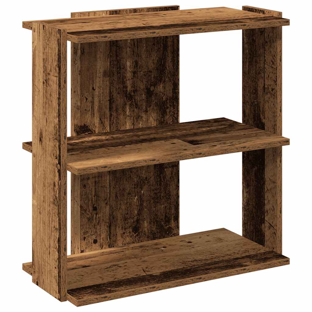 bogreol med 3 hylder 60x30x60 cm konstrueret træ antikt træ - Image 2