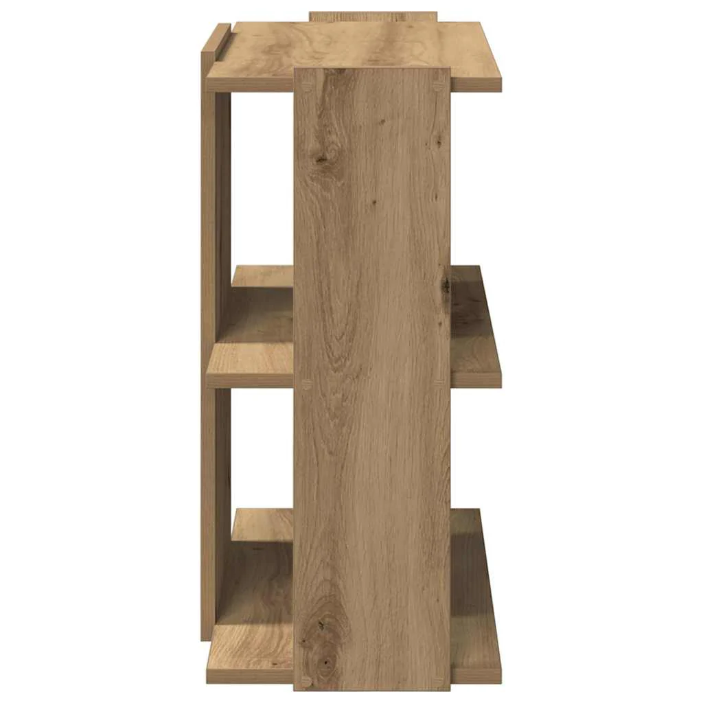 bogreol med 3 hylder 60x30x60 cm konstrueret træ egetræsfarvet - Image 5