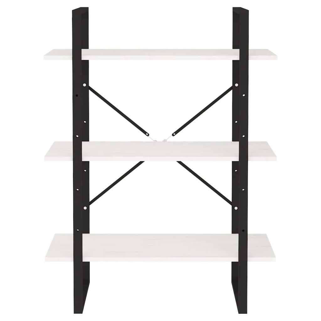 bogreol med 3 hylder 80x30x105 cm massivt fyrretræ hvid - Image 5