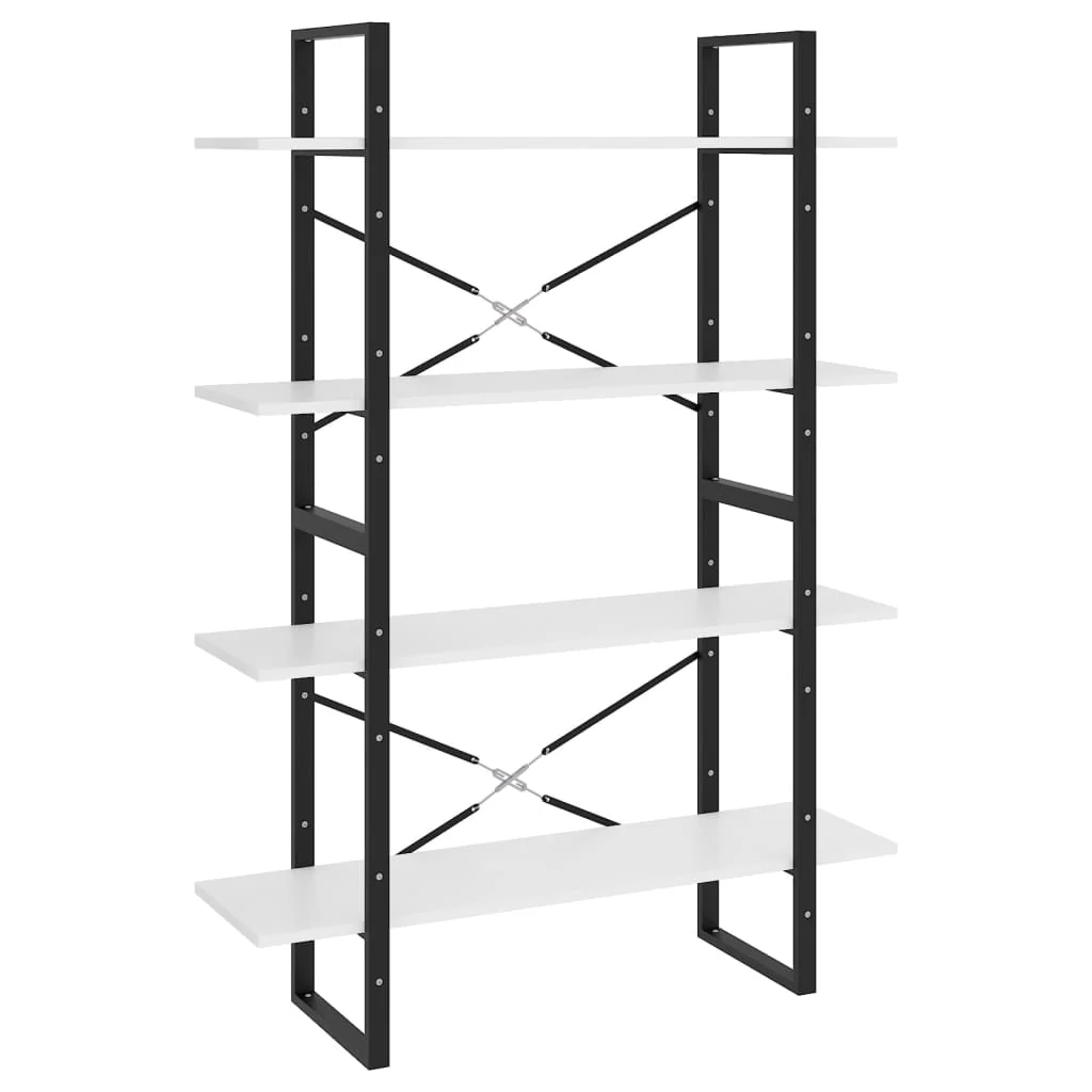 bogreol med 4 hylder 100x30x140 cm konstrueret træ hvid - Image 5