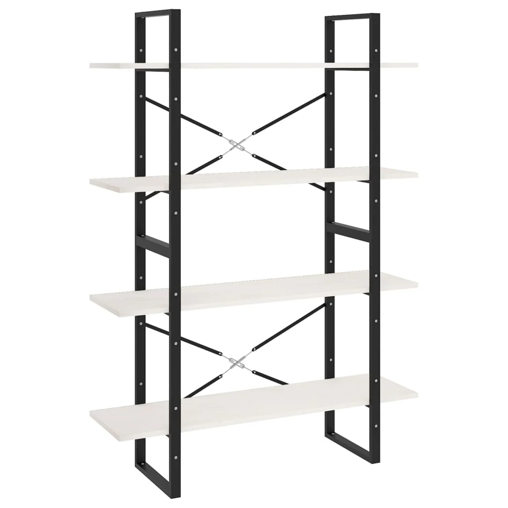 bogreol med 4 hylder 100x30x140 cm massivt fyrretræ hvid - Image 2