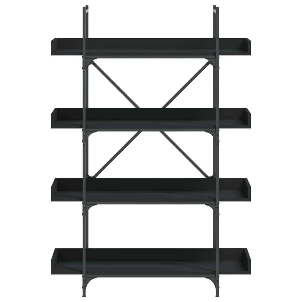 bogreol med 4 hylder 100x33x108,5 cm konstrueret træ sort - Image 4