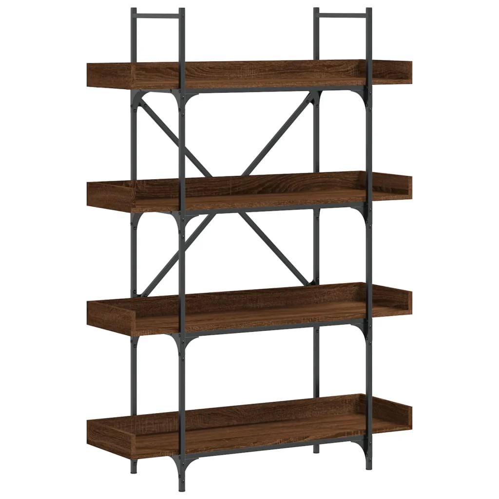 bogreol med 4 hylder 100x33x145,5 cm konstrueret træ brunt eg - Image 2