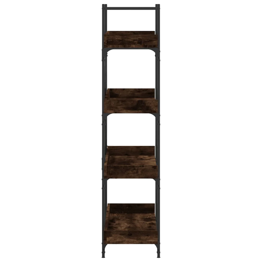 bogreol med 4 hylder 100x33x145,5 cm konstrueret træ røget eg - Image 5