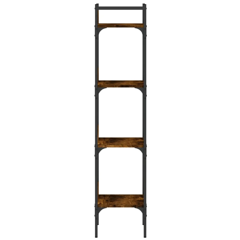 bogreol med 4 hylder 35x30x138,5 cm konstrueret træ røget eg - Image 6
