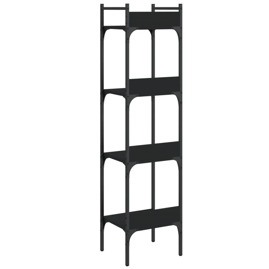 bogreol med 4 hylder 35x30x138,5 cm konstrueret træ sort - Image 7