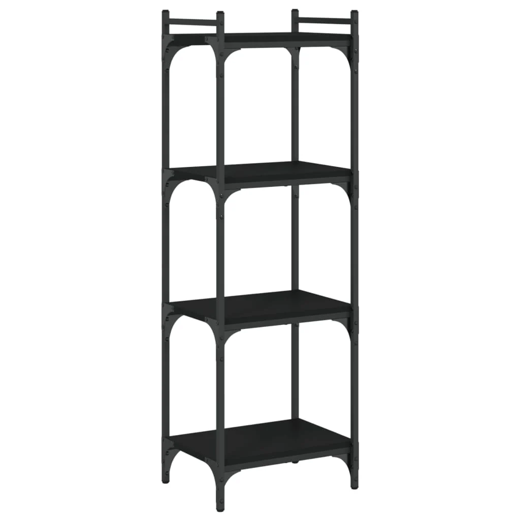 bogreol med 4 hylder 40x30x120 cm konstrueret træ sort - Image 2