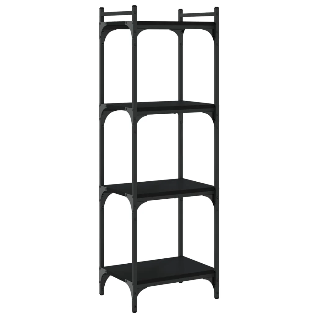 bogreol med 4 hylder 40x30x120 cm konstrueret træ sort - Image 6