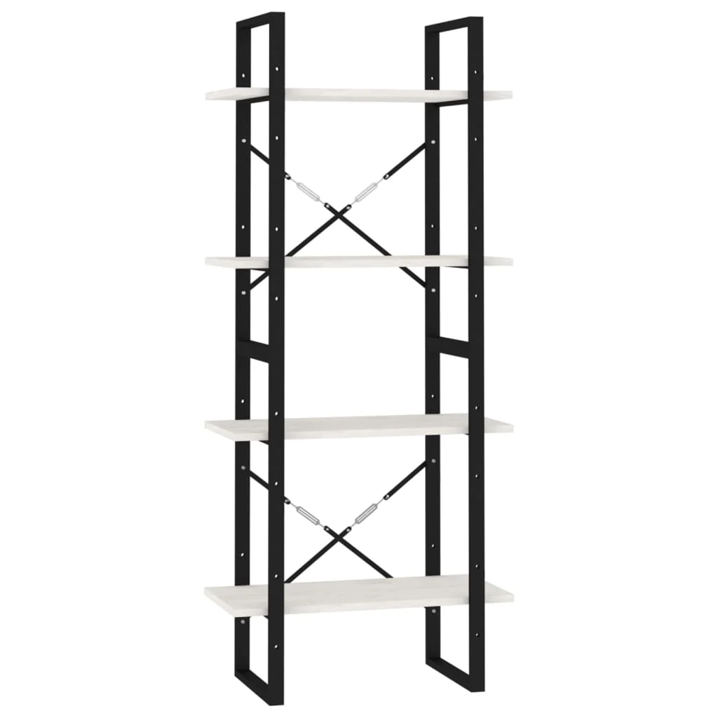 bogreol med 4 hylder 60x30x140 cm massivt fyrretræ hvid - Image 2