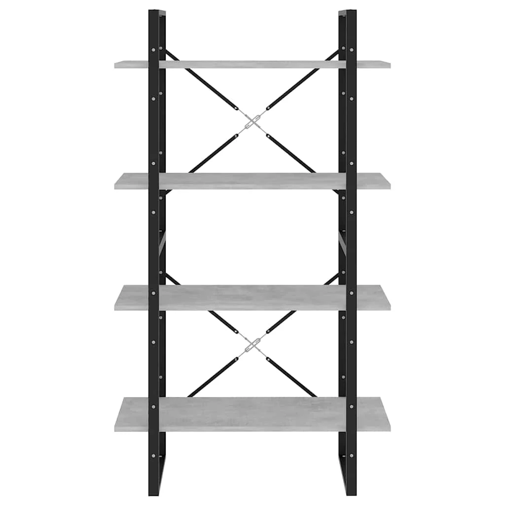 bogreol med 4 hylder 80x30x140 cm konstrueret træ betongrå - Image 5