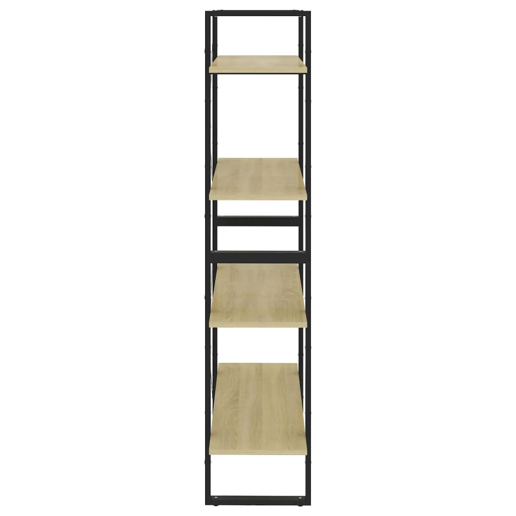 bogreol med 4 hylder 80x30x140 cm konstrueret træ sonoma-eg - Image 6