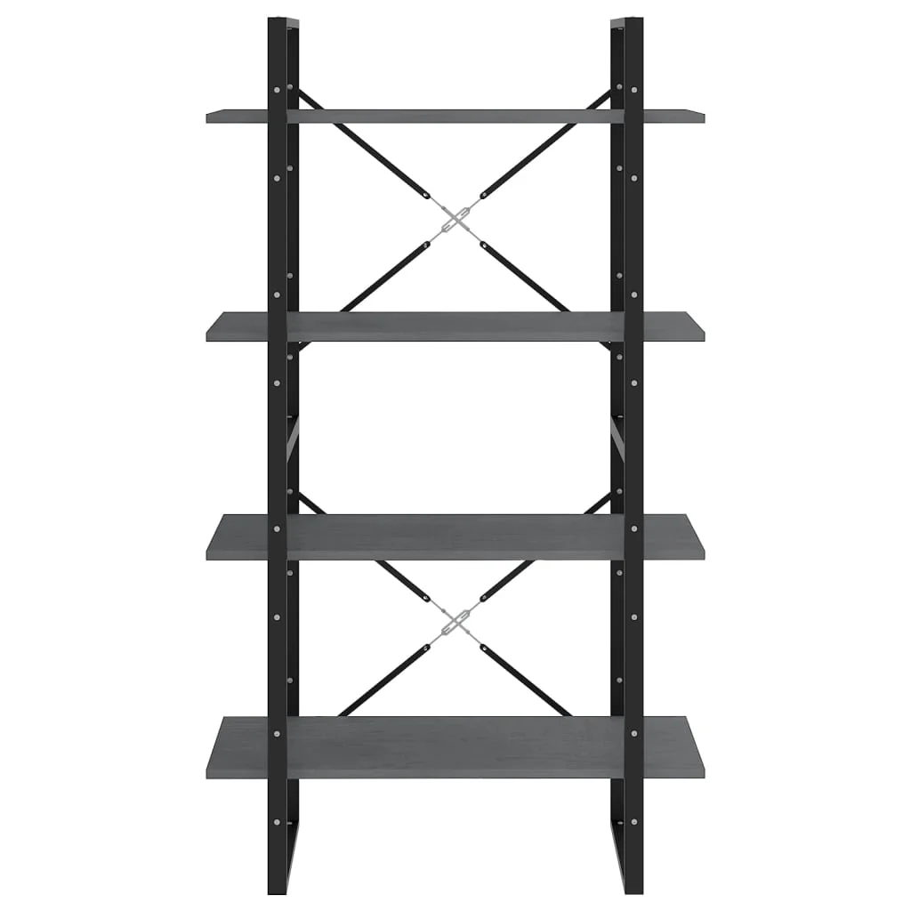 bogreol med 4 hylder 80x30x140 cm massivt fyrretræ grå - Image 5