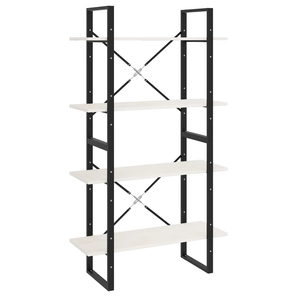 bogreol med 4 hylder 80x30x140 cm massivt fyrretræ hvid - Image 2