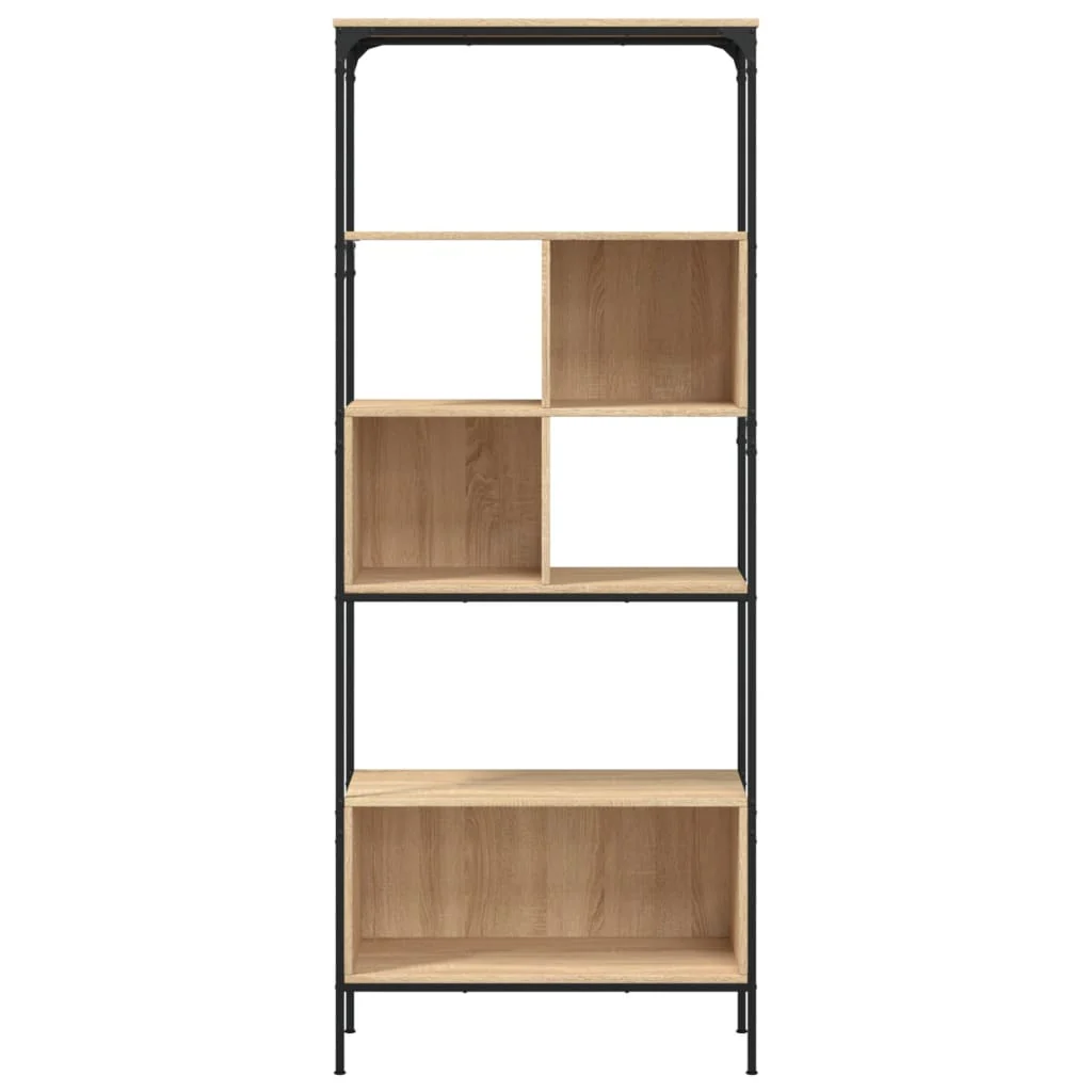 bogreol med 5 hylder 76x33x188,5 cm konstrueret træ sonoma-eg - Image 5