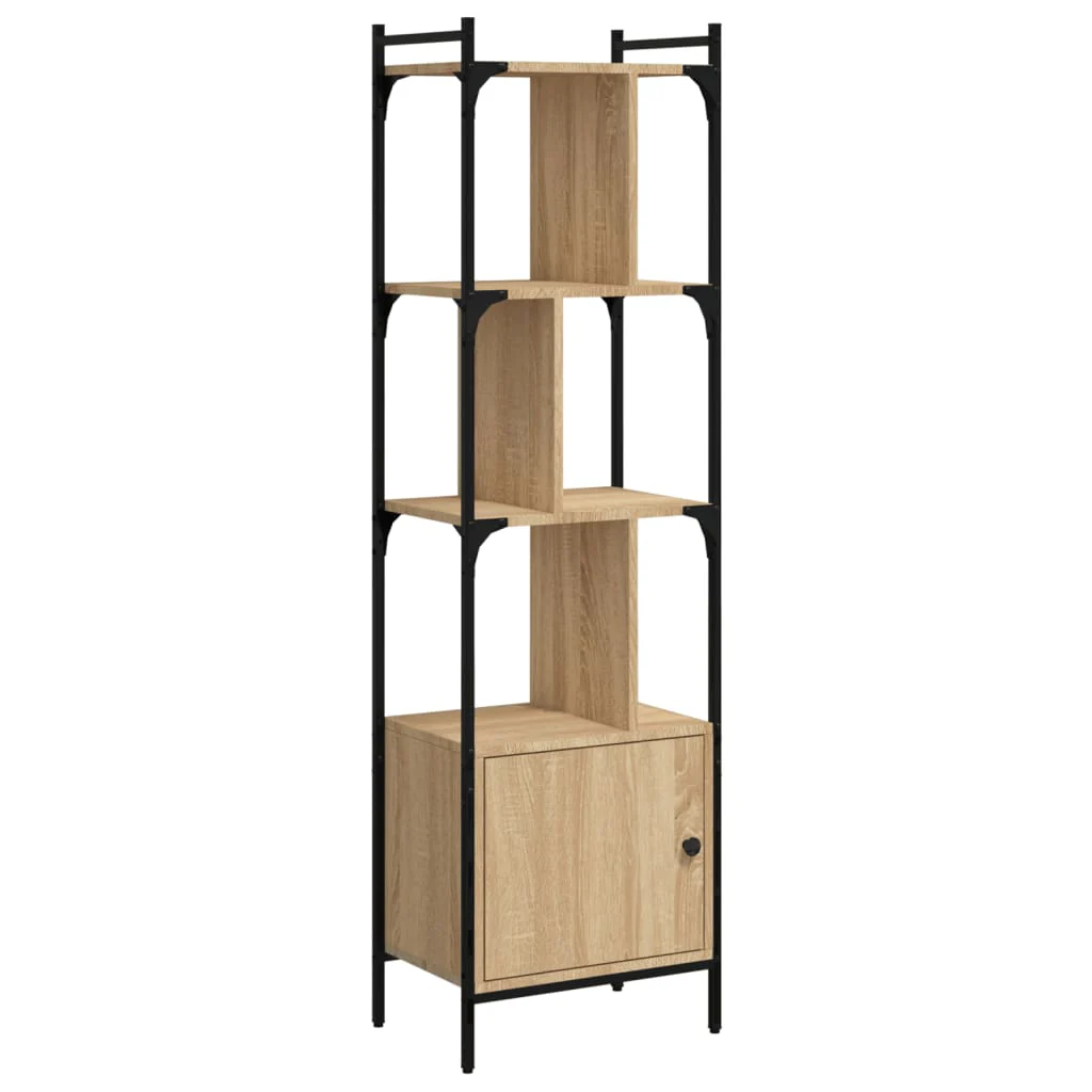 bogreol med låge 44,5x30x154,5 cm konstrueret træ sonoma-eg - Image 2