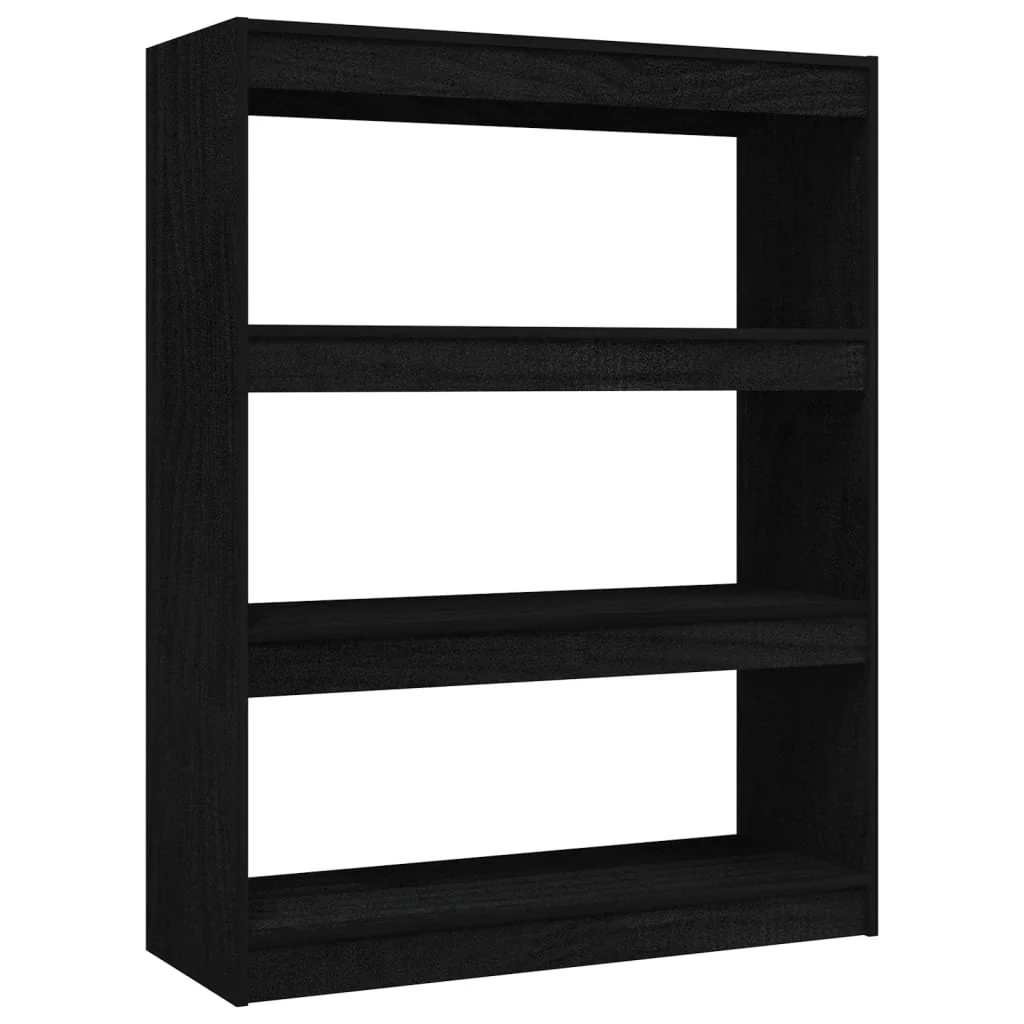 bogreol/rumdeler 100x30x103 cm massivt fyrretræ sort - Image 2