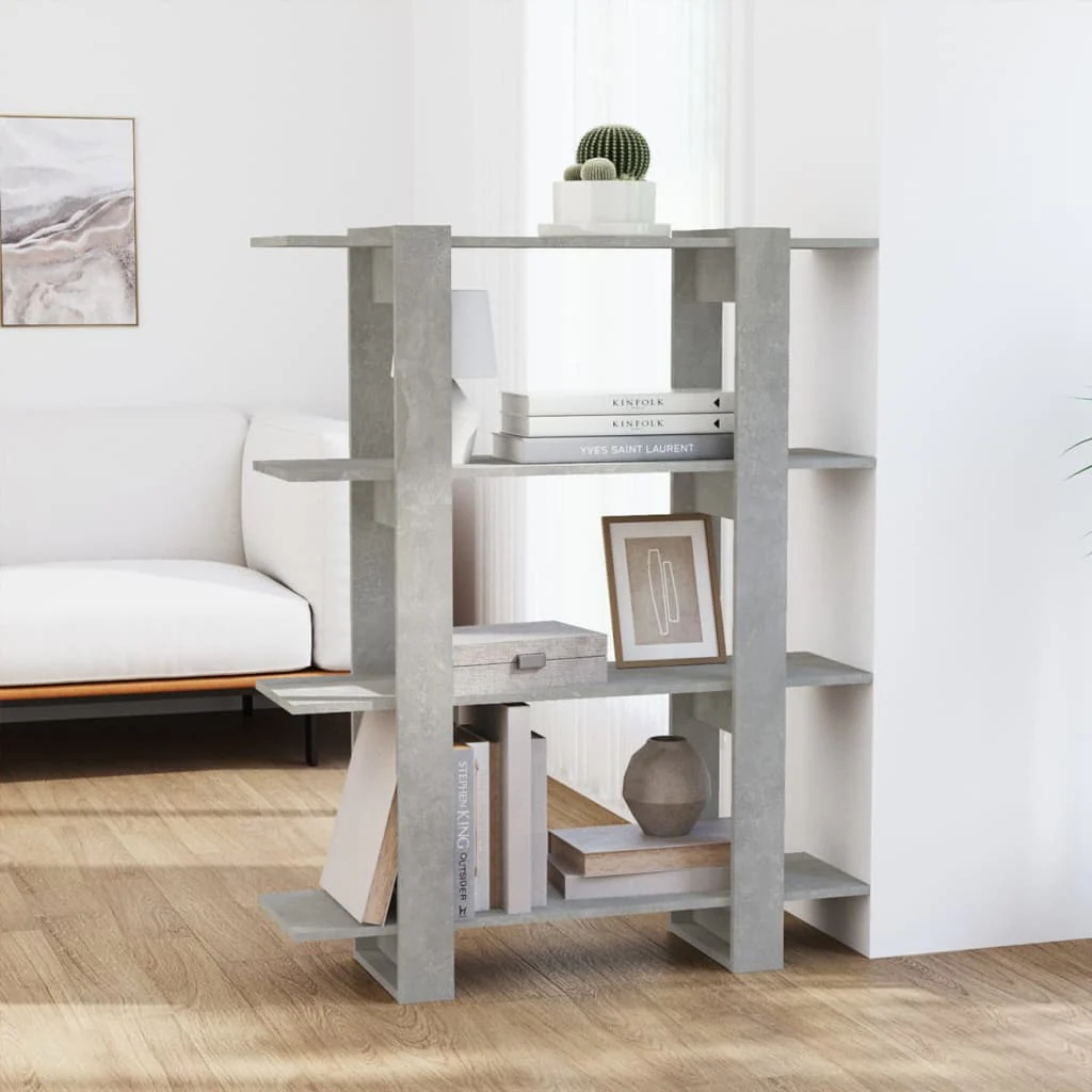 bogreol/rumdeler 100x30x123,5 cm betongrå
