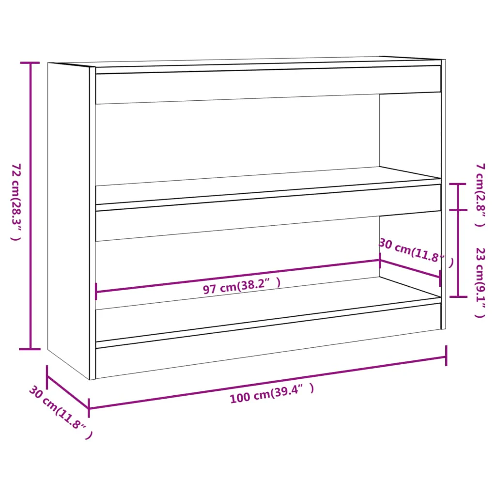 bogreol/rumdeler 100x30x72 cm hvid - Image 7