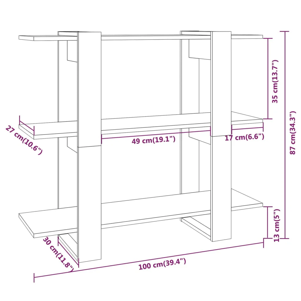 bogreol/rumdeler 100x30x87 cm sonoma-eg - Image 7