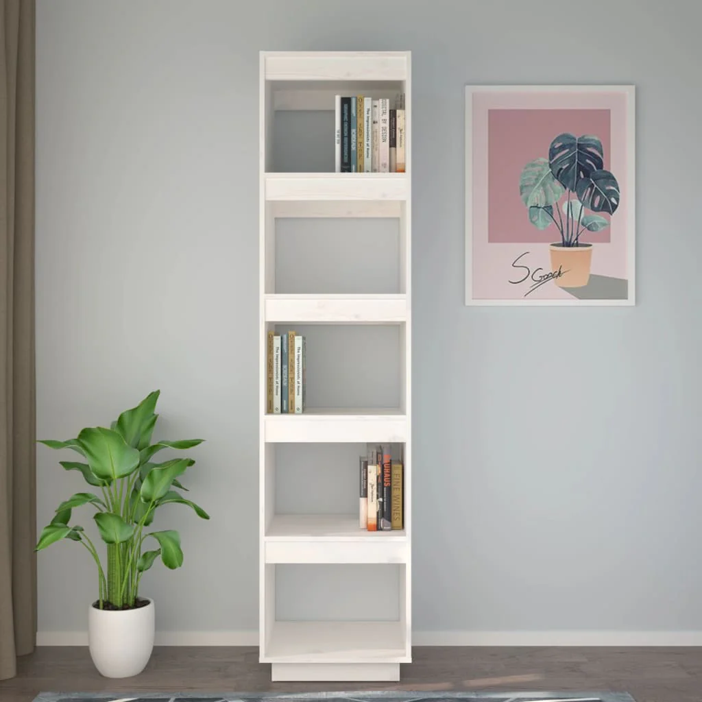 bogreol/rumdeler 40x35x167 cm massivt fyrretræ hvid - Image 3