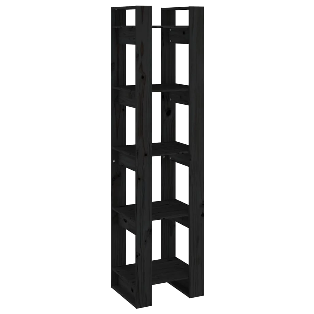 bogreol/rumdeler 41x35x160 cm massivt fyrretræ sort - Image 2