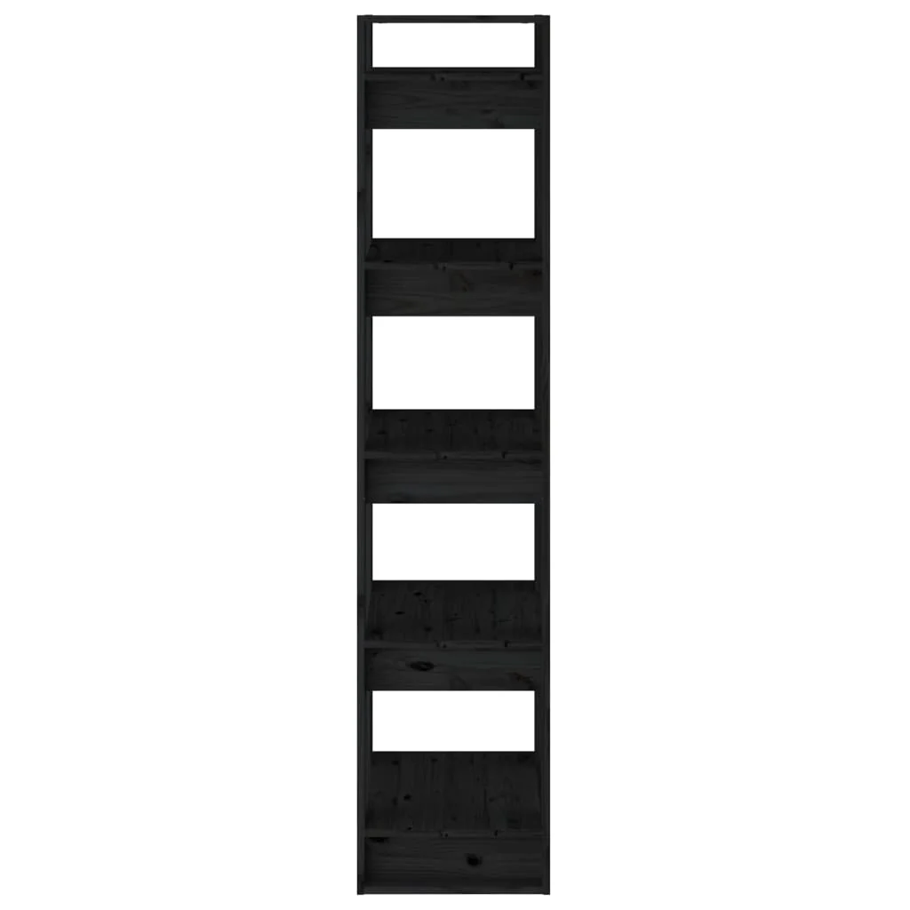 bogreol/rumdeler 41x35x160 cm massivt fyrretræ sort - Image 6