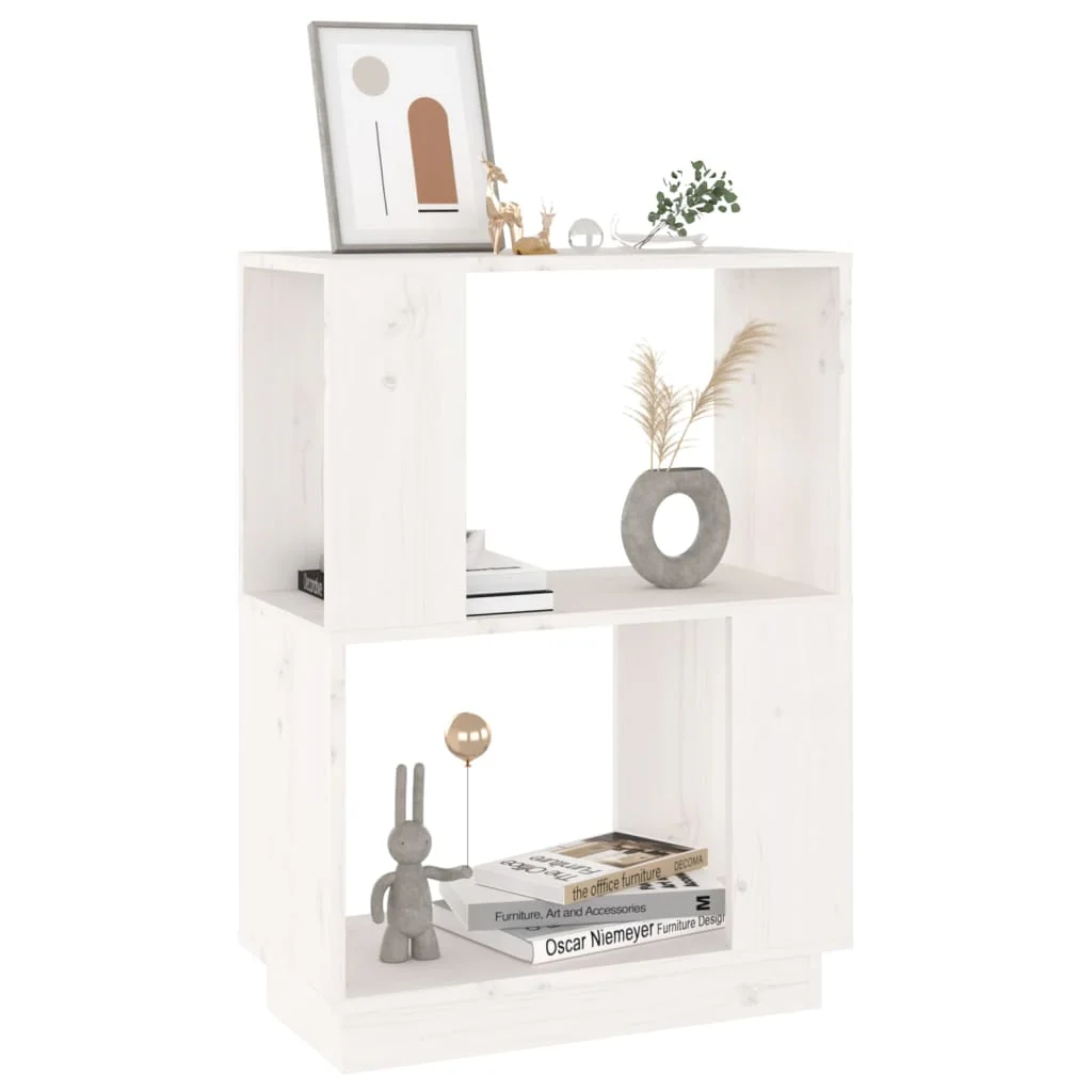 bogreol/rumdeler 51x25x70 cm massivt fyrretræ hvid - Image 4