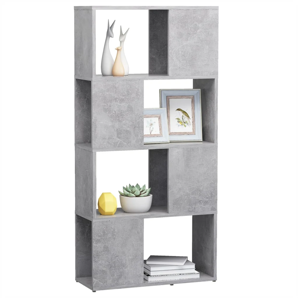 bogreol/rumdeler 60x24x124,5 cm konstrueret træ betongrå - Image 4