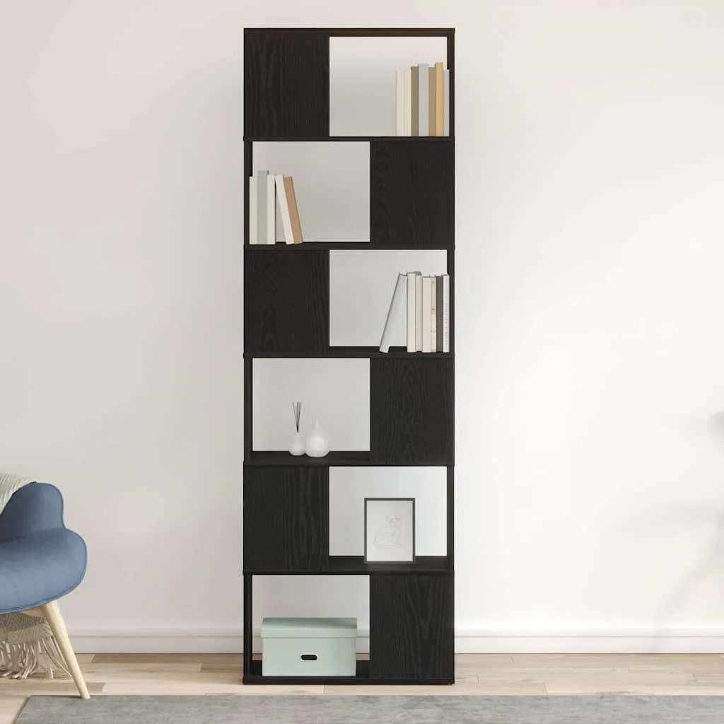 bogreol/rumdeler 60x24x186 cm sort egetræ - Image 3