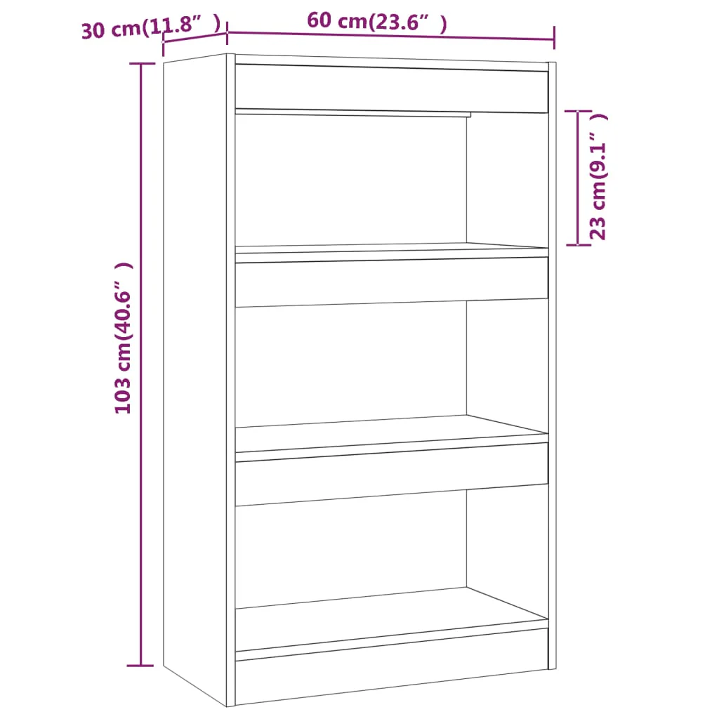 bogreol/rumdeler 60x30x103 cm konstrueret træ røget egetræ - Image 7