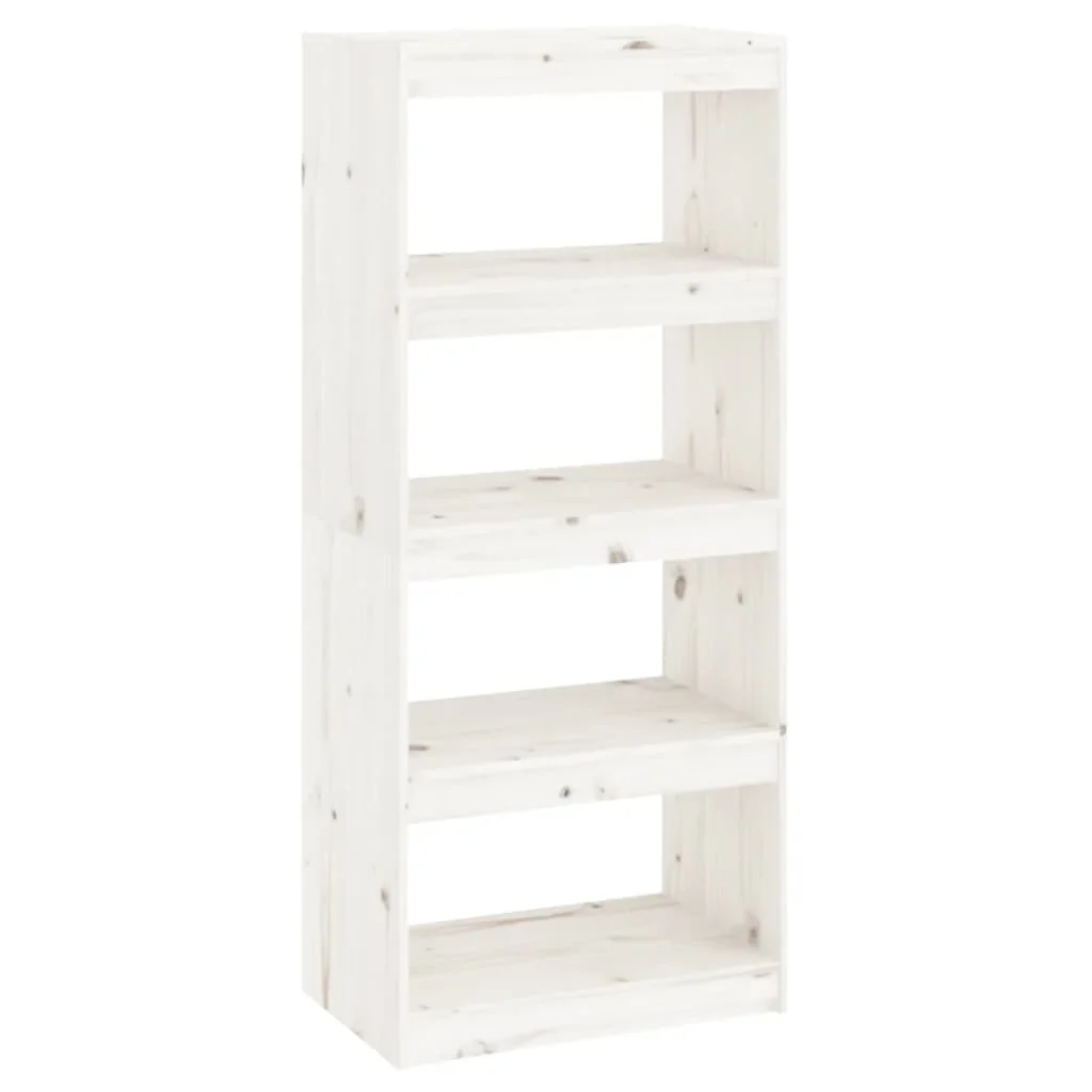 bogreol/rumdeler 60x30x135,5 cm massivt fyrretræ hvid - Image 2