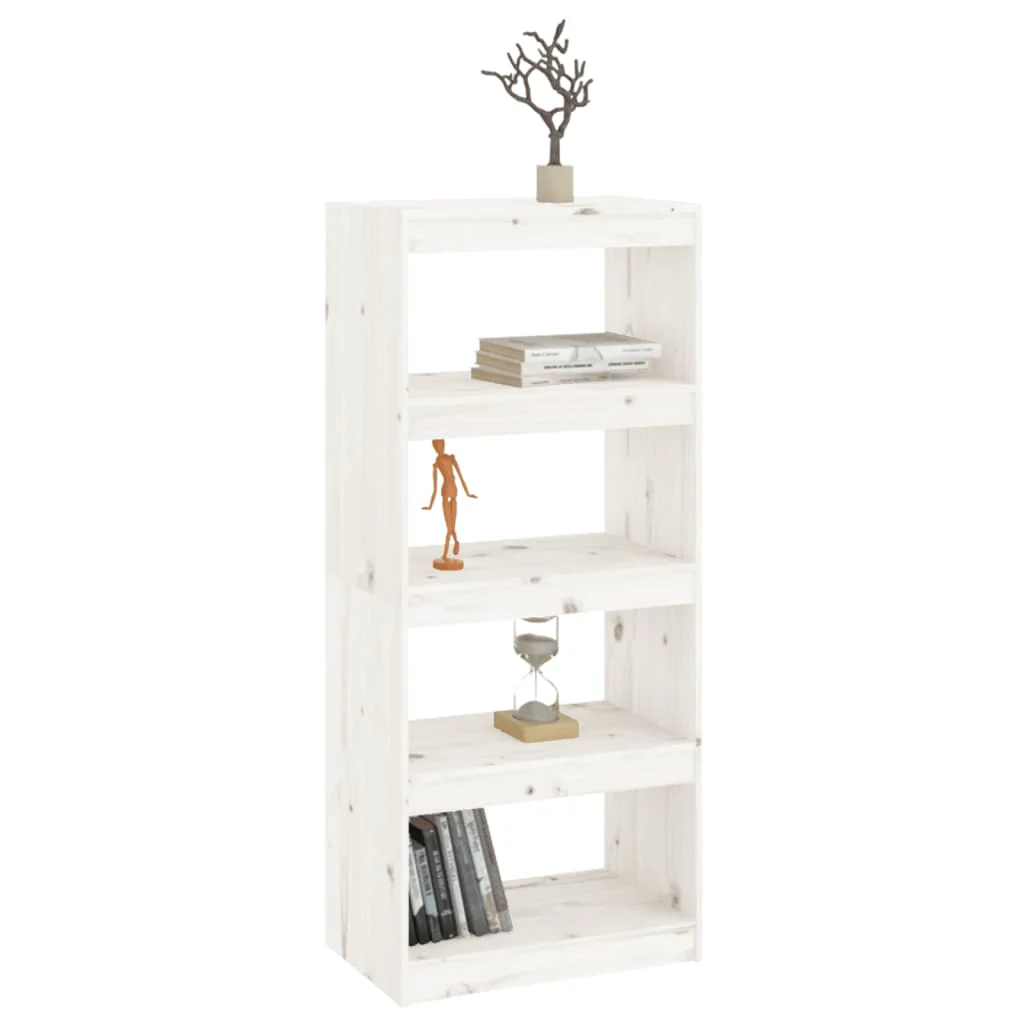 bogreol/rumdeler 60x30x135,5 cm massivt fyrretræ hvid - Image 4