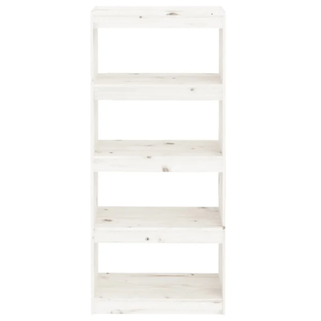 bogreol/rumdeler 60x30x135,5 cm massivt fyrretræ hvid - Image 5
