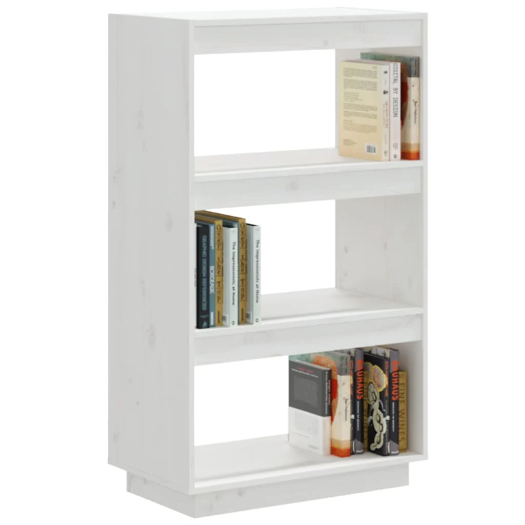 bogreol/rumdeler 60x35x103 cm massivt fyrretræ hvid - Image 4